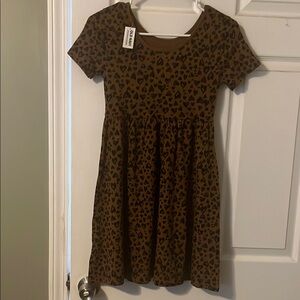 Old Navy Brown and Black A-line Scoop Neck Dress